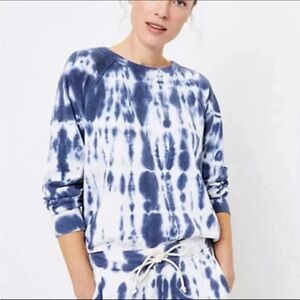 Lou & Grey Loft Navy Tie Dye terry sweatshirt size XS